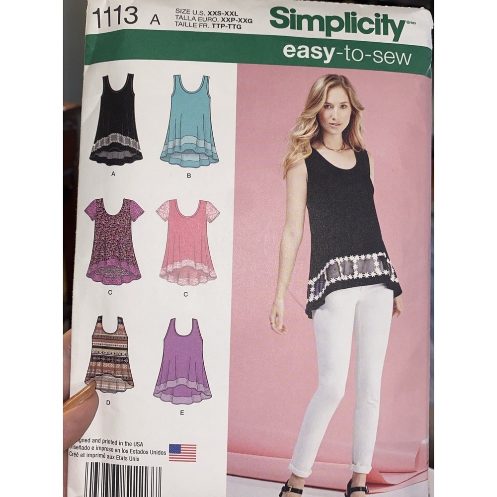 Simplicity 1113 Misses Knit Top Sewing Pattern Size XXS-XXL Cut to XL 4-26